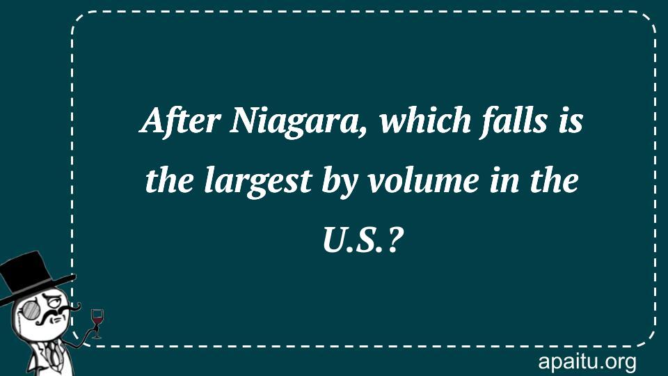 After Niagara, which falls is the largest by volume in the U.S.?