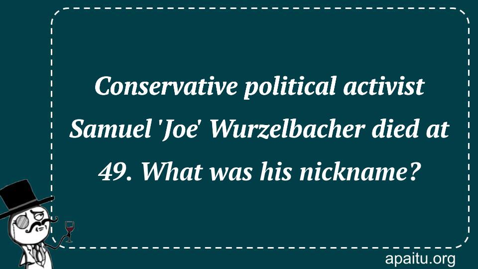 Conservative political activist Samuel `Joe` Wurzelbacher died at 49. What was his nickname?