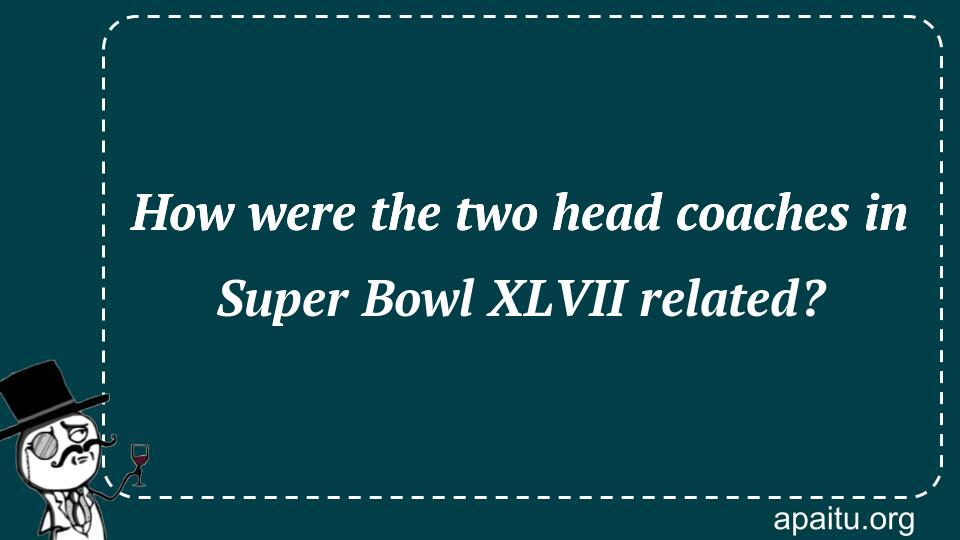 How were the two head coaches in Super Bowl XLVII related?