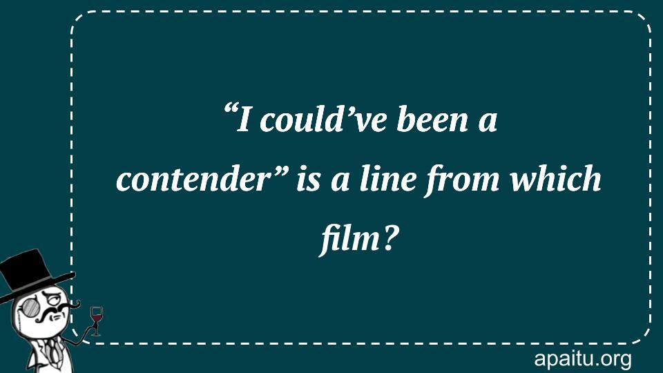 “I could’ve been a contender” is a line from which film?