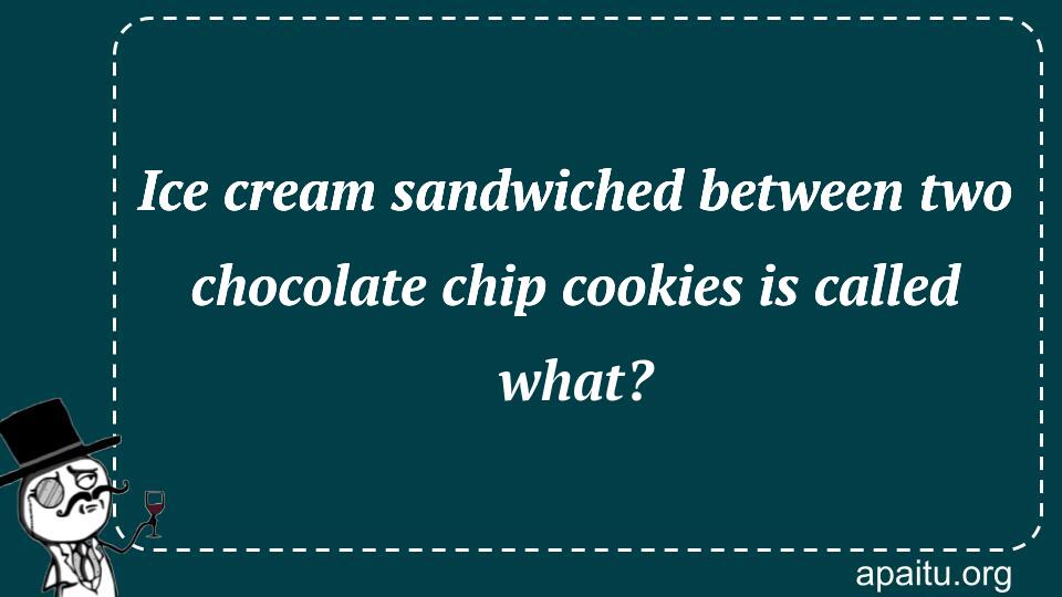 Ice cream sandwiched between two chocolate chip cookies is called what?