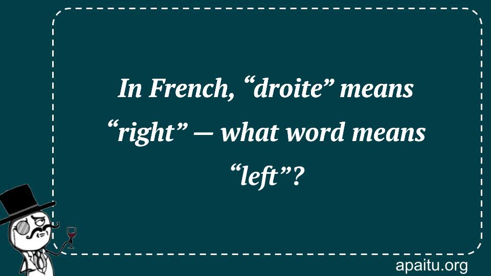 In French, “droite” means “right” — what word means “left”?