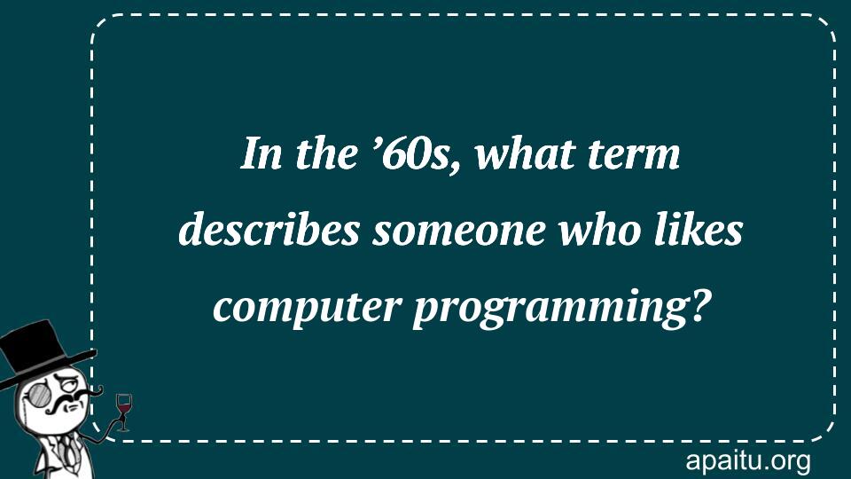 In the ’60s, what term describes someone who likes computer programming?