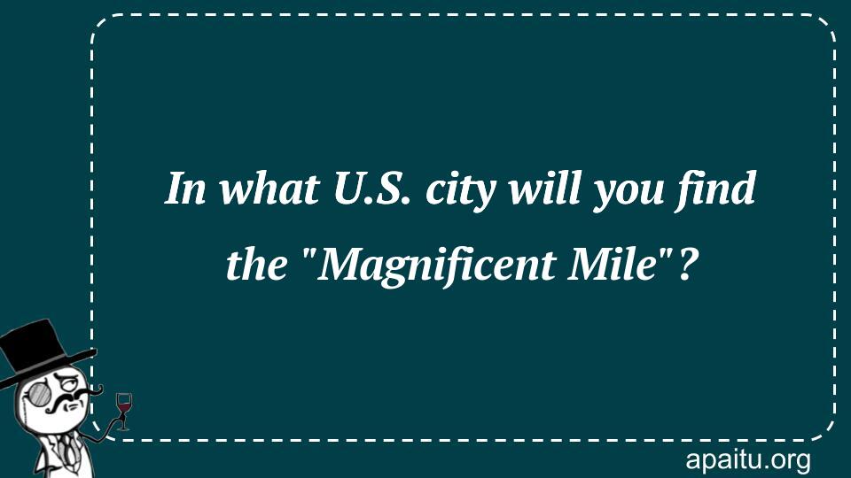 In what U.S. city will you find the `Magnificent Mile`?