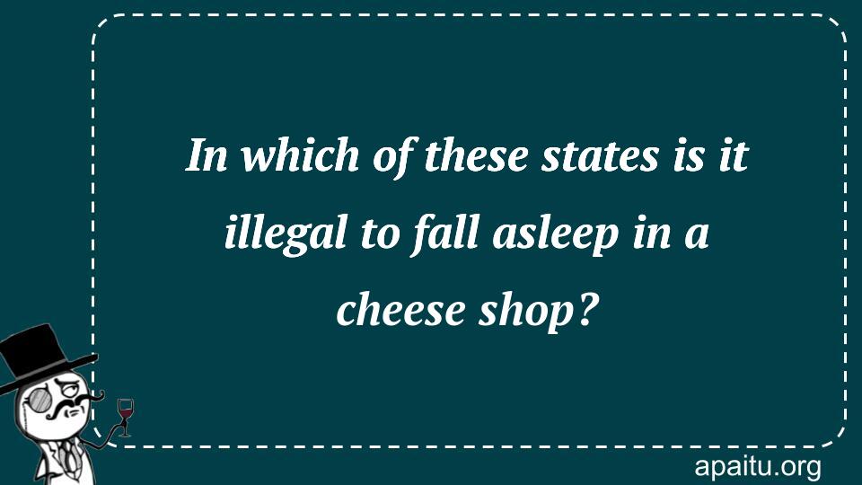 In which of these states is it illegal to fall asleep in a cheese shop?