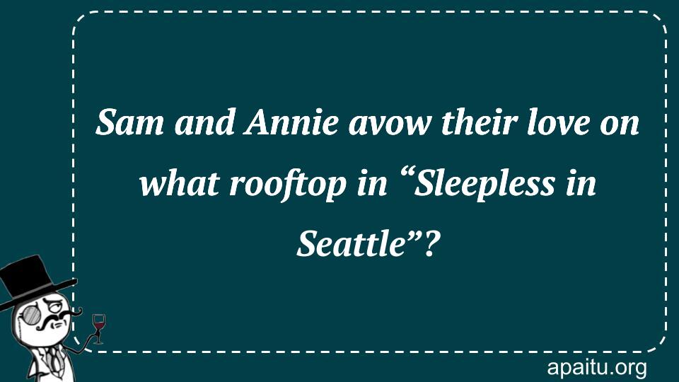 Sam and Annie avow their love on what rooftop in “Sleepless in Seattle”?