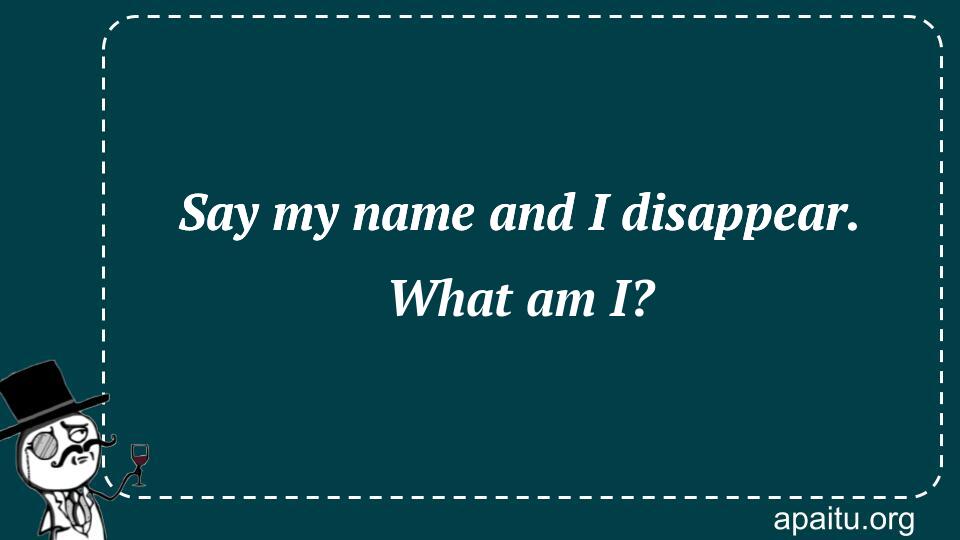 Say my name and I disappear. What am I?