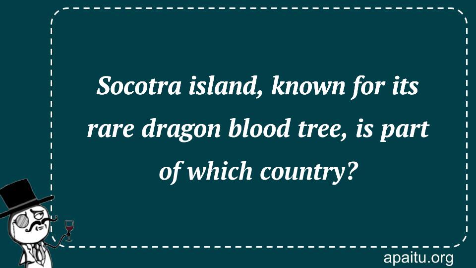 Socotra island, known for its rare dragon blood tree, is part of which country?