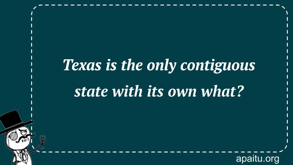 Texas is the only contiguous state with its own what?