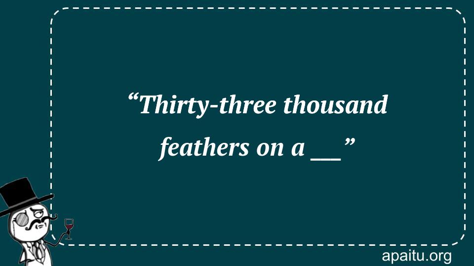 “Thirty-three thousand feathers on a ___”