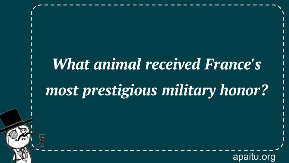 What animal received France`s most prestigious military honor?