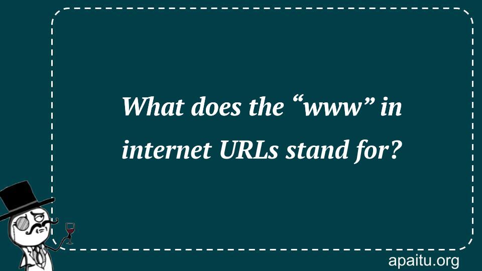 What does the “www” in internet URLs stand for?