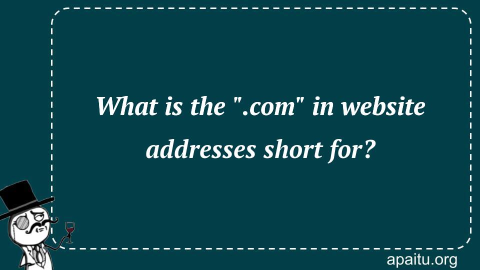 What is the `.com` in website addresses short for?