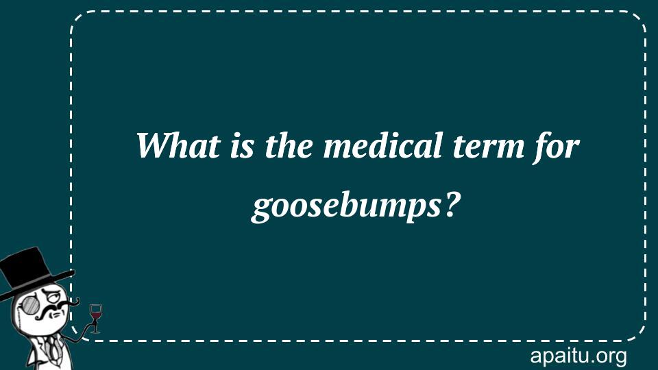 What is the medical term for goosebumps?