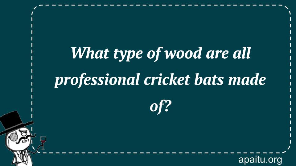 What type of wood are all professional cricket bats made of?