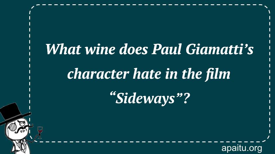 What wine does Paul Giamatti’s character hate in the film “Sideways”?