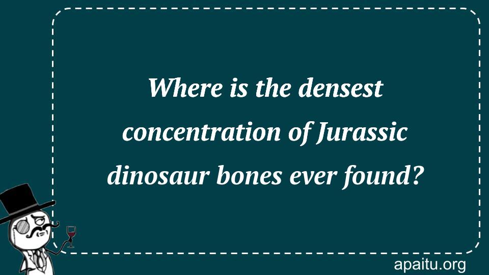 Where is the densest concentration of Jurassic dinosaur bones ever found?