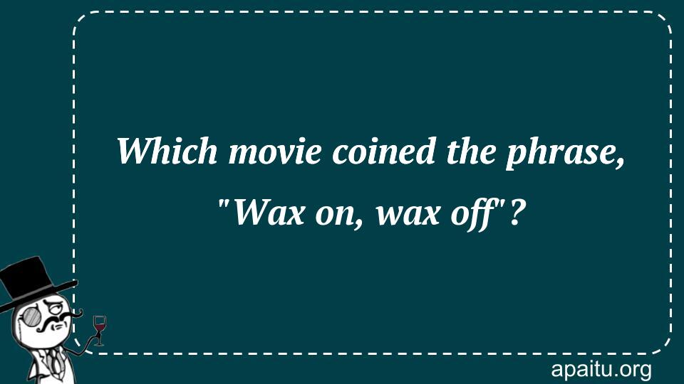 Which movie coined the phrase, `Wax on, wax off`?