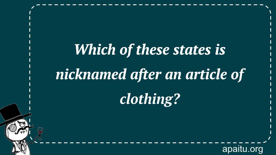 Which of these states is nicknamed after an article of clothing?