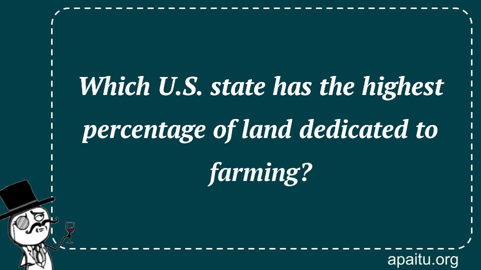 Which U.S. state has the highest percentage of land dedicated to farming?